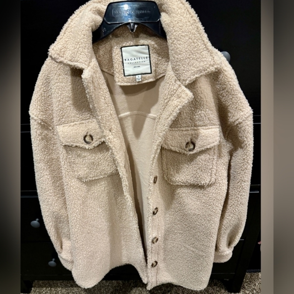 Bagatelle Teddy Button-up Shirt Jacket Shacket Oversized Small